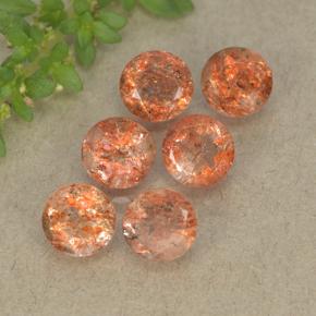 3,33 ct natürliche orangefarbener Sonnenstein-Edelsteine, Rundschliff, Lichtdurchlässig