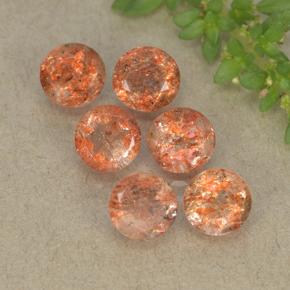 3,33 ct natürliche orangefarbener Sonnenstein-Edelsteine, Rundschliff, Lichtdurchlässig
