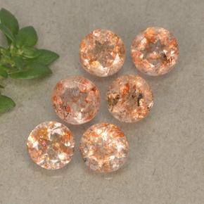 3,21 ct natürliche orangefarbener Sonnenstein-Edelsteine, Rundschliff, Lichtdurchlässig