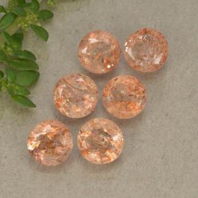 3,32 ct natürliche orangefarbener Sonnenstein-Edelsteine, Rundschliff, Lichtdurchlässig