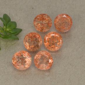 3,36 ct natürliche orangefarbener Sonnenstein-Edelsteine, Rundschliff, Lichtdurchlässig