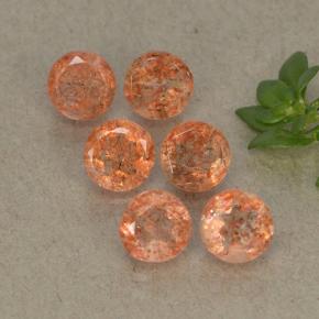 3,36 ct natürliche orangefarbener Sonnenstein-Edelsteine, Rundschliff, Lichtdurchlässig