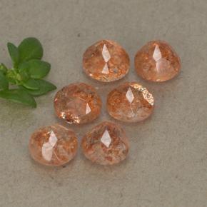 3,36 ct natürliche orangefarbener Sonnenstein-Edelsteine, Rundschliff, Lichtdurchlässig