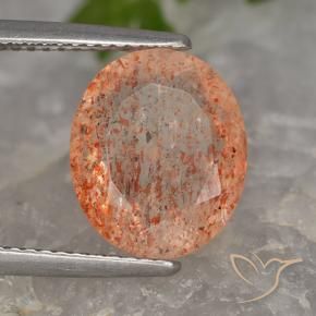 9,17 ctw natürlicher Mittel-Hellorange Sonnenstein, Oval, Lichtdurchlässig