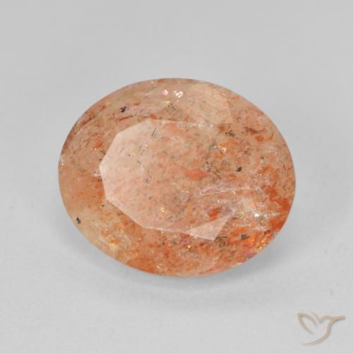 4.02ct Natürlicher rötlich-orange Sonnenstein, Oval, Lichtdurchlässig