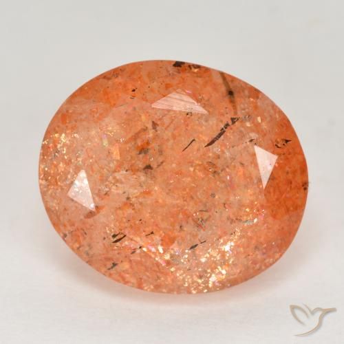 5.10ct Natürlicher rötlich-orange Sonnenstein, Oval, Lichtdurchlässig