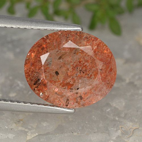 4.24ct Natürlicher rötlich-orange Sonnenstein, Oval, Lichtdurchlässig