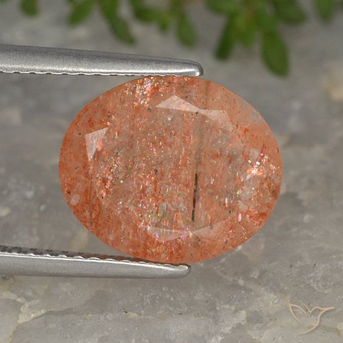 3.97ct Natürlicher rötlich-orange Sonnenstein, Oval, Lichtdurchlässig