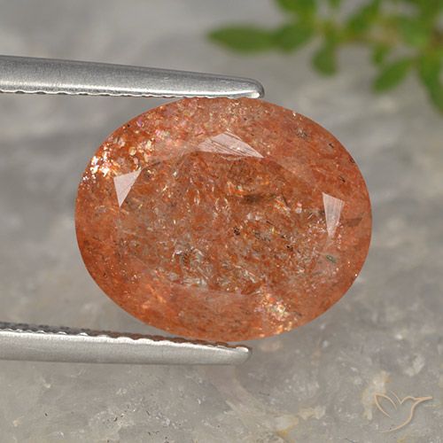 4.54ct Natürlicher rötlich-orange Sonnenstein, Oval, Lichtdurchlässig