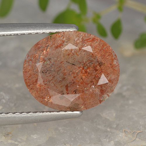 4.15ct Natürlicher rötlich-orange Sonnenstein, Oval, Lichtdurchlässig