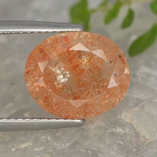 4.32ct Natürlicher rötlich-orange Sonnenstein, Oval, Lichtdurchlässig