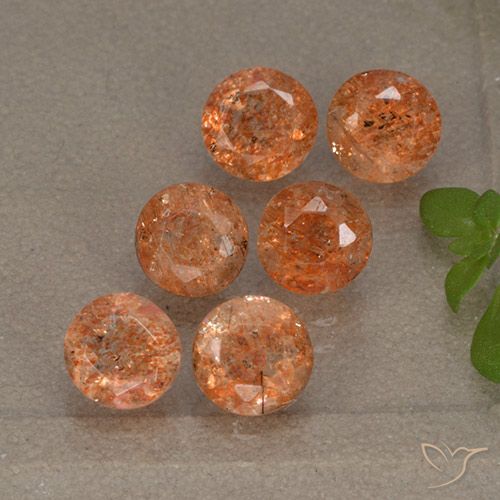 3.13ctw Natürlicher rötlich-orange Sonnenstein, Runden, Lichtdurchlässig