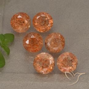 3.13 ct natürliche rötlich-orange Sonnenstein-Edelsteine, Runden, Lichtdurchlässig