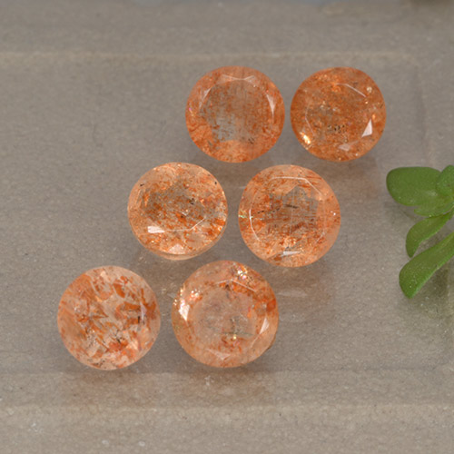 3.64 ct natürliche rötlich-orange Sonnenstein-Edelsteine, Rund Schliff, Lichtdurchlässig