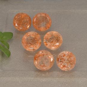 3.64 ct natürliche rötlich-orange Sonnenstein-Edelsteine, Rund Schliff, Lichtdurchlässig