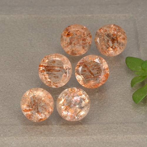 3.51 ct natürliche rötlich-orange Sonnenstein-Edelsteine, Rund Schliff, Lichtdurchlässig