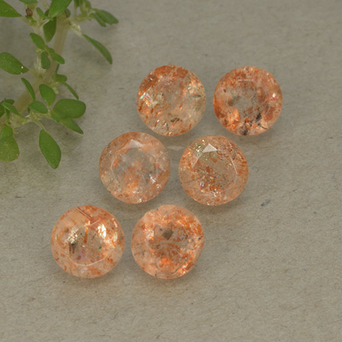 3.26 ct natürliche Warmes Orange Sonnenstein-Edelsteine, Rund Schliff, Lichtdurchlässig