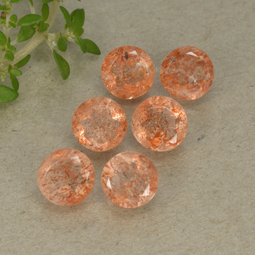 3.47 ct natürliche rötlich-orange Sonnenstein-Edelsteine, Rund Schliff, Lichtdurchlässig