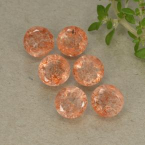 3.47 ct natürliche rötlich-orange Sonnenstein-Edelsteine, Rund Schliff, Lichtdurchlässig