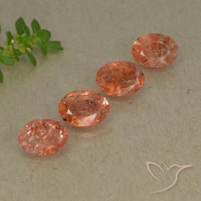 3.11 ct natürliche rötlich-orange Sonnenstein-Edelsteine, Oval, Lichtdurchlässig