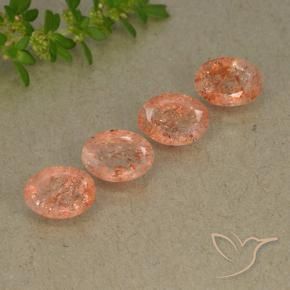3.37 ct natürliche rötlich-orange Sonnenstein-Edelsteine, Oval, Lichtdurchlässig