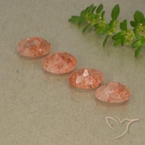 3.37 ct natürliche rötlich-orange Sonnenstein-Edelsteine, Oval, Lichtdurchlässig