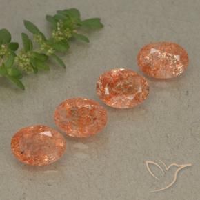 2.95 ct natürliche Grapefruit-Orange Sonnenstein-Edelsteine, Oval, Lichtdurchlässig