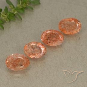 3.58 ct natürliche rötlich-orange Sonnenstein-Edelsteine, Oval, Lichtdurchlässig