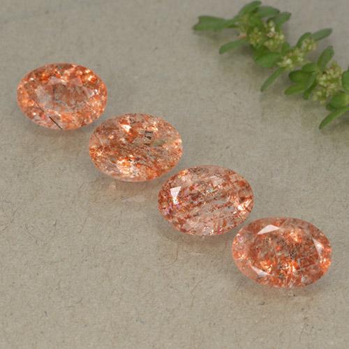 3.64 ct natürliche rötlich-orange Sonnenstein-Edelsteine, Oval Schliff, Lichtdurchlässig