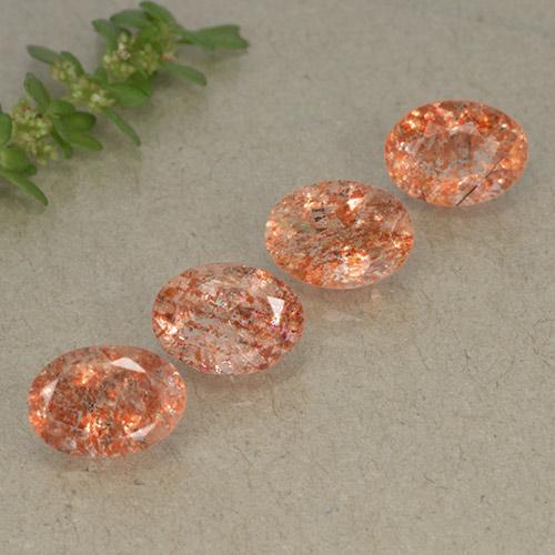 3.64 ct natürliche rötlich-orange Sonnenstein-Edelsteine, Oval Schliff, Lichtdurchlässig