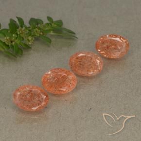 3.58 ct natürliche rötlich-orange Sonnenstein-Edelsteine, Oval, Lichtdurchlässig