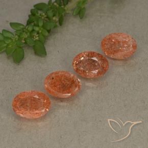 3.22 ct natürliche Grapefruit-Orange Sonnenstein-Edelsteine, Oval, Lichtdurchlässig