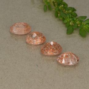 3,36 ct natürliche orangefarbener Sonnenstein-Edelsteine, Oval Schliff, Lichtdurchlässig