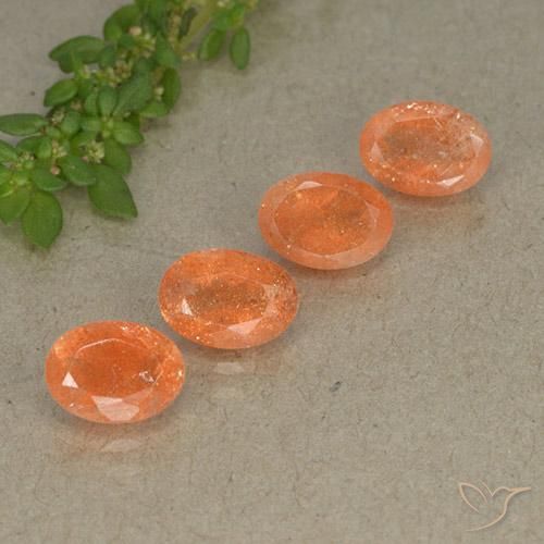 3.46 ct natürliche tieforange Sonnenstein-Edelsteine, Oval, Lichtdurchlässig