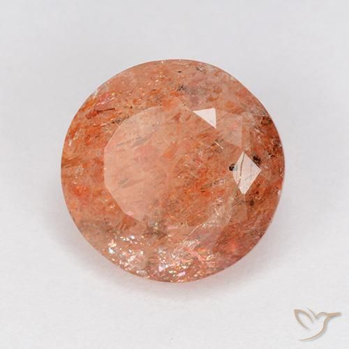 4.69ct Natürlicher rötlich-orange Sonnenstein, Runden, Lichtdurchlässig
