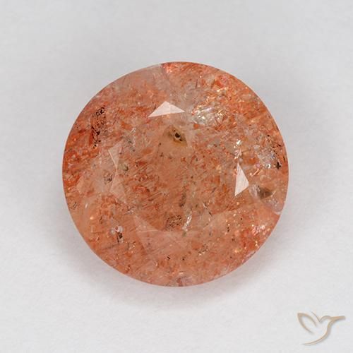 4.55ct Natürlicher Grapefruit-Orange Sonnenstein, Runden, Lichtdurchlässig