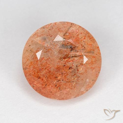 5.13ct Natürlicher Mittel-Hellorange Sonnenstein, Runden, Lichtdurchlässig