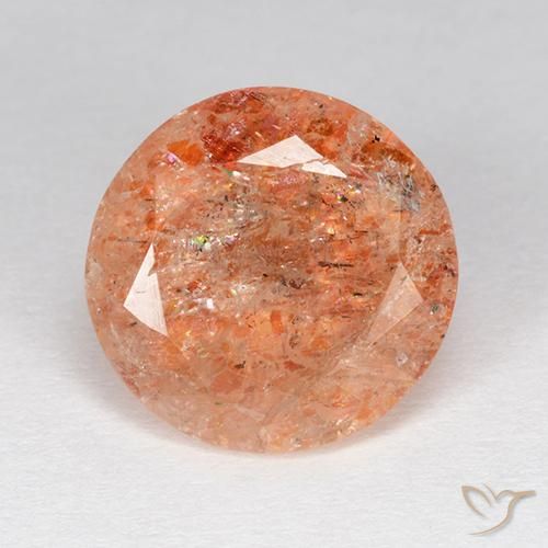 4.06ct Natürlicher Ingwer-Orange Sonnenstein, Runden, Lichtdurchlässig