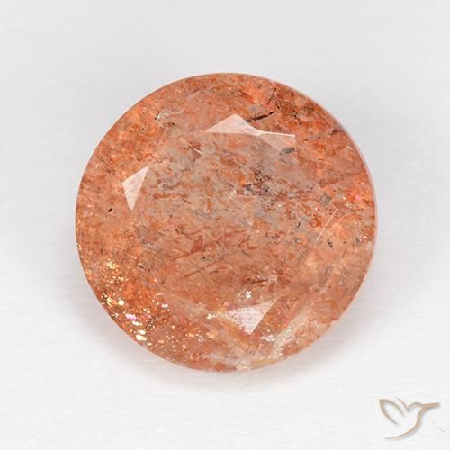 4.21ct Natürlicher Ingwer-Orange Sonnenstein, Runden, Lichtdurchlässig