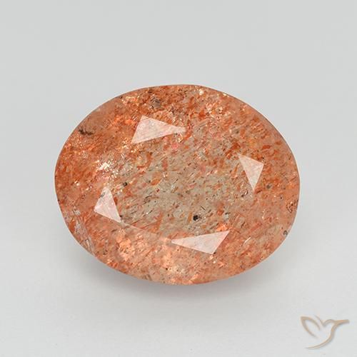 3.34ct Natürlicher Ingwer-Orange Sonnenstein, Oval, Transparent