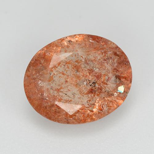 3,32 ctw natürlicher orangefarbener Sonnenstein, Oval Schliff, Transparent