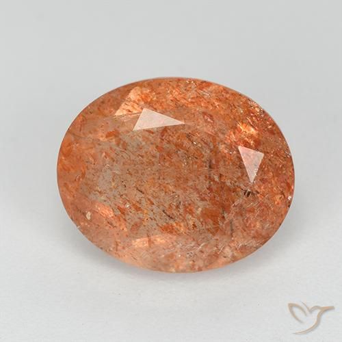 3.51ct Natürlicher Warmes Orange Sonnenstein, Oval, Transparent