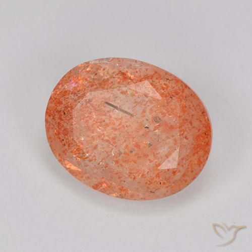 9,17 ctw natürlicher Leuchtendes Orange-Rot Sonnenstein, Oval, Lichtdurchlässig