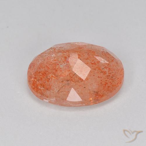 9,17 ctw natürlicher Leuchtendes Orange-Rot Sonnenstein, Oval, Lichtdurchlässig