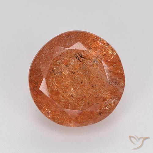 5.97ct Natürlicher rötlich-orange Sonnenstein, Runden, Lichtdurchlässig