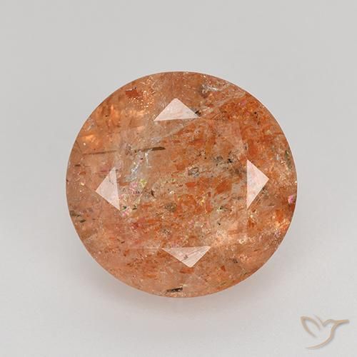 4.17ct Natürlicher Mittelorange Sonnenstein, Runden, Lichtdurchlässig
