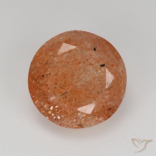 5.92ct Natürlicher Grapefruit-Orange Sonnenstein, Runden, Lichtdurchlässig
