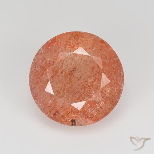 4.34ct Natürlicher rötlich-orange Sonnenstein, Runden, Lichtdurchlässig