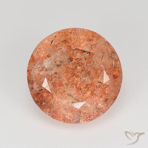 4.61ct Natürlicher Grapefruit-Orange Sonnenstein, Runden, Lichtdurchlässig
