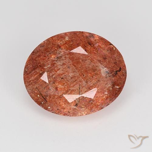 3.81ct Natürlicher Mittelrot Sonnenstein, Oval, Lichtdurchlässig